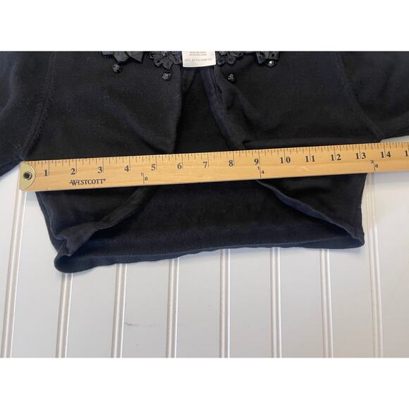 Bonnie Jean Black Cropped Cardigan Lace Jewels - Size Girl's Medium 8 - Picture 5 of 7